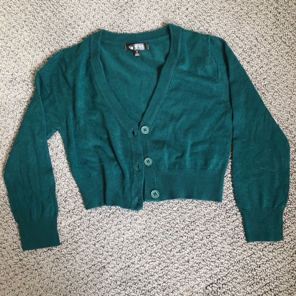 Teal blue cropped sweater. Only worn once.